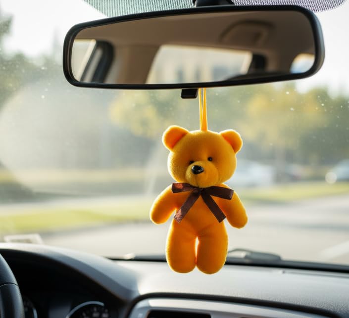 Mini Teddy Bear with Ribbon — Yellow, 12 cm