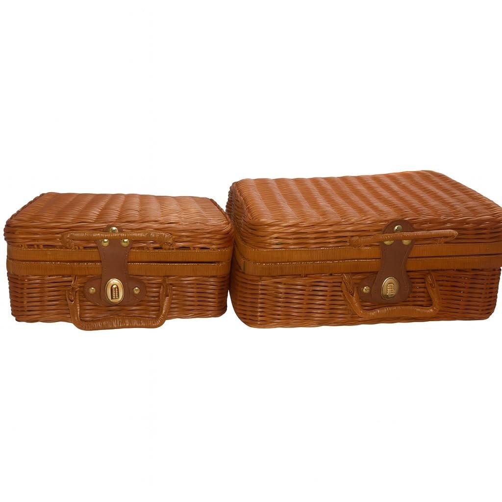 Vintage Wicker Suitcase Set