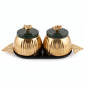 Brass Storage Jars with Tray — Set of 2