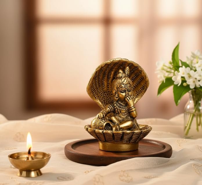 Brass Bal Krishna Idol — Golden Finish