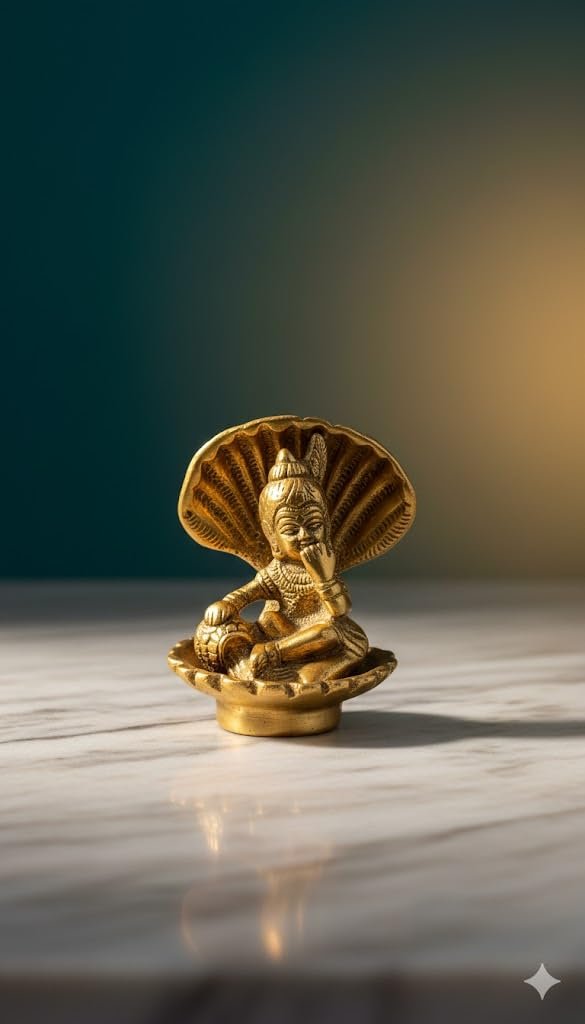 Brass Bal Krishna Idol — Golden Finish