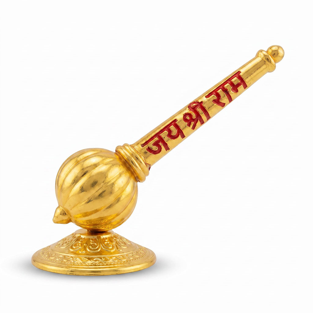 Brass Hanuman Gada — Golden Finish