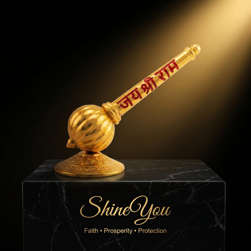 Brass Hanuman Gada — Golden Finish