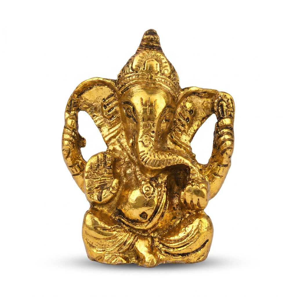 Brass Lord Ganesha Idol — Golden Finish