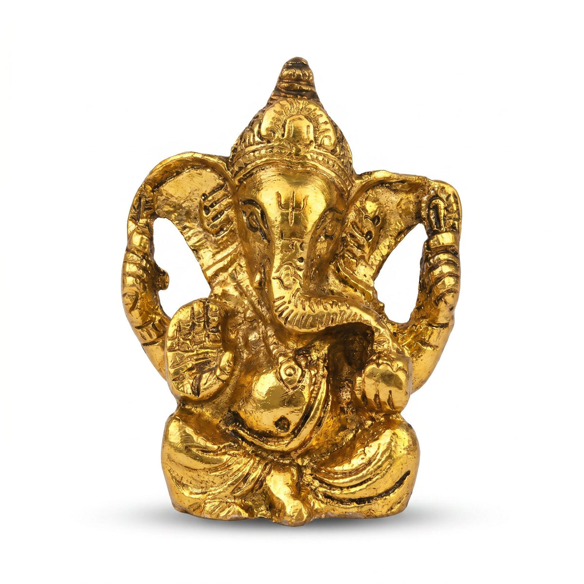 Brass Lord Ganesha Idol — Golden Finish