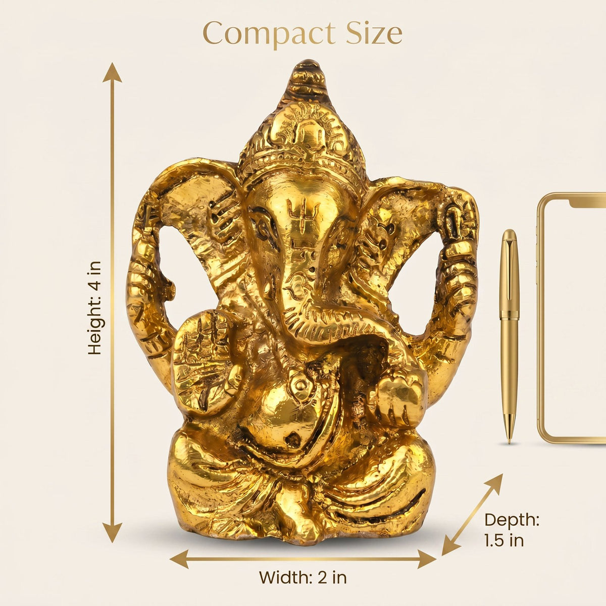 Brass Lord Ganesha Idol — Golden Finish