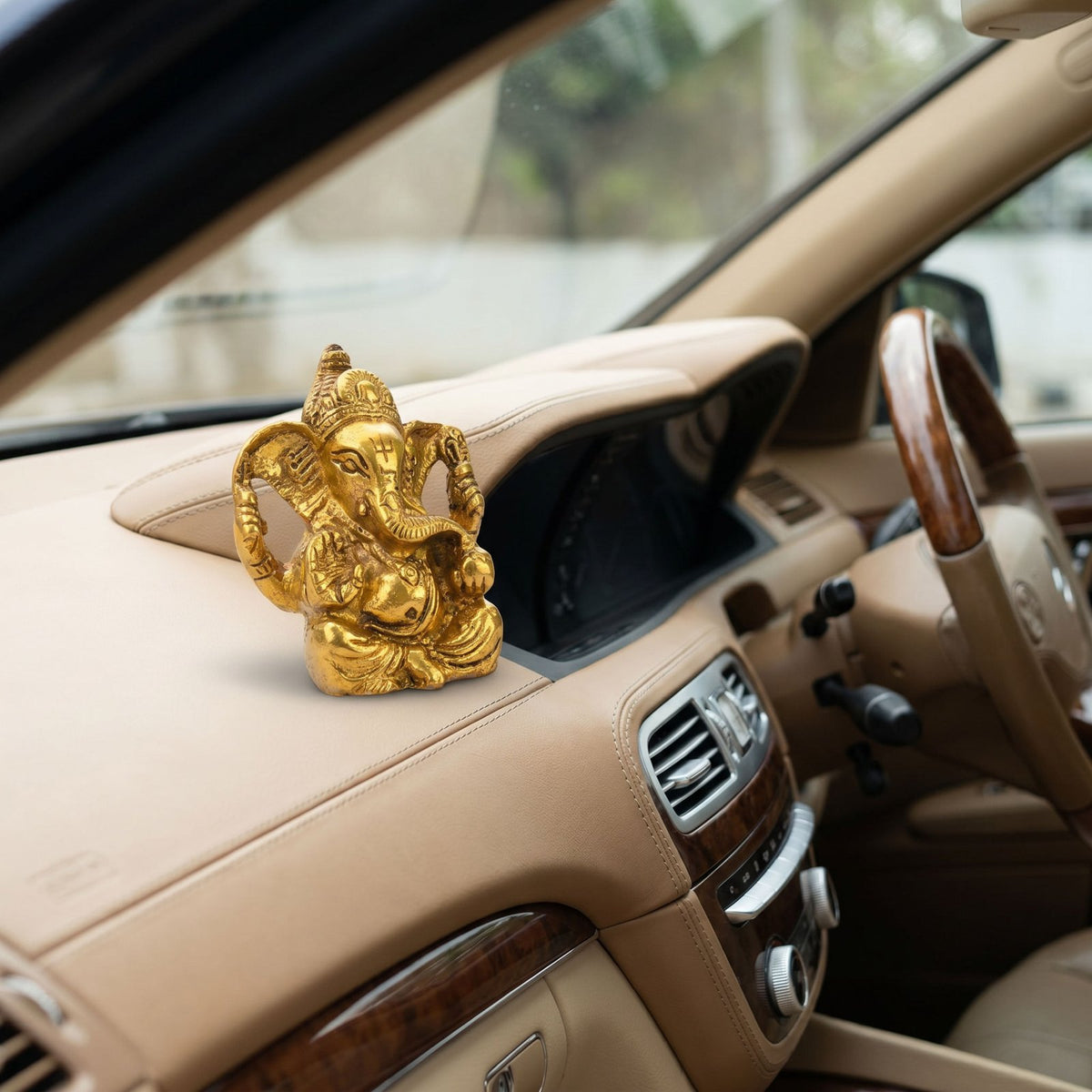 Brass Lord Ganesha Idol — Golden Finish