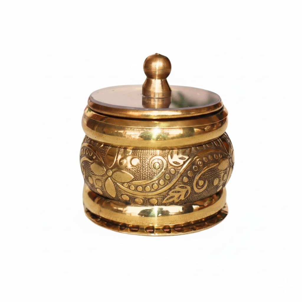 Beaded Sindoor Kumkum Box — Golden Finish