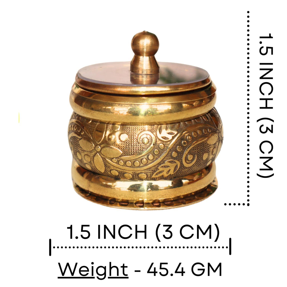 Beaded Sindoor Kumkum Box — Golden Finish
