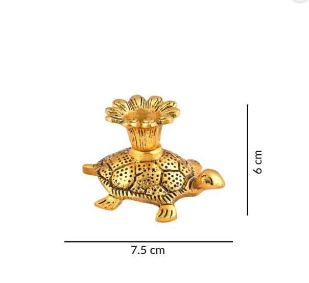 Brass Tortoise Candle Stand — Golden Finish