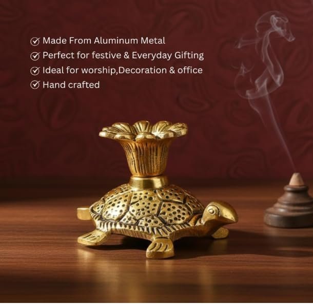 Brass Tortoise Candle Stand — Golden Finish