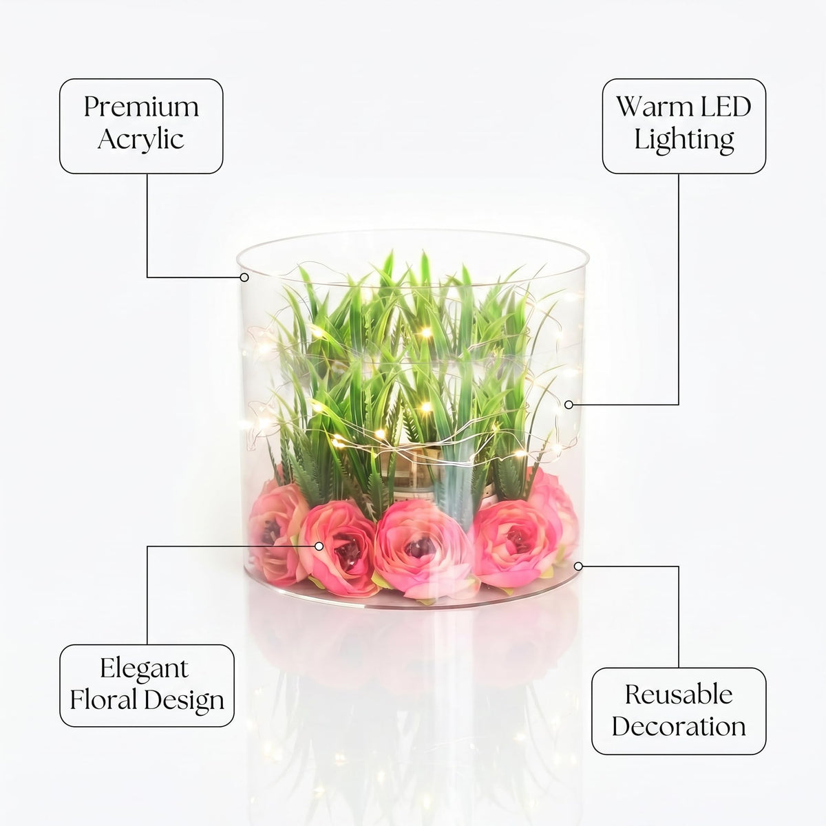 Illuminated Floral Cake Tier Spacer — Moringa
