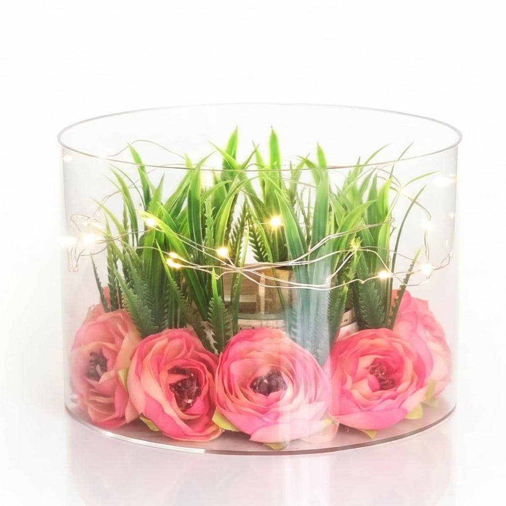 Illuminated Floral Cake Tier Spacer — Pink