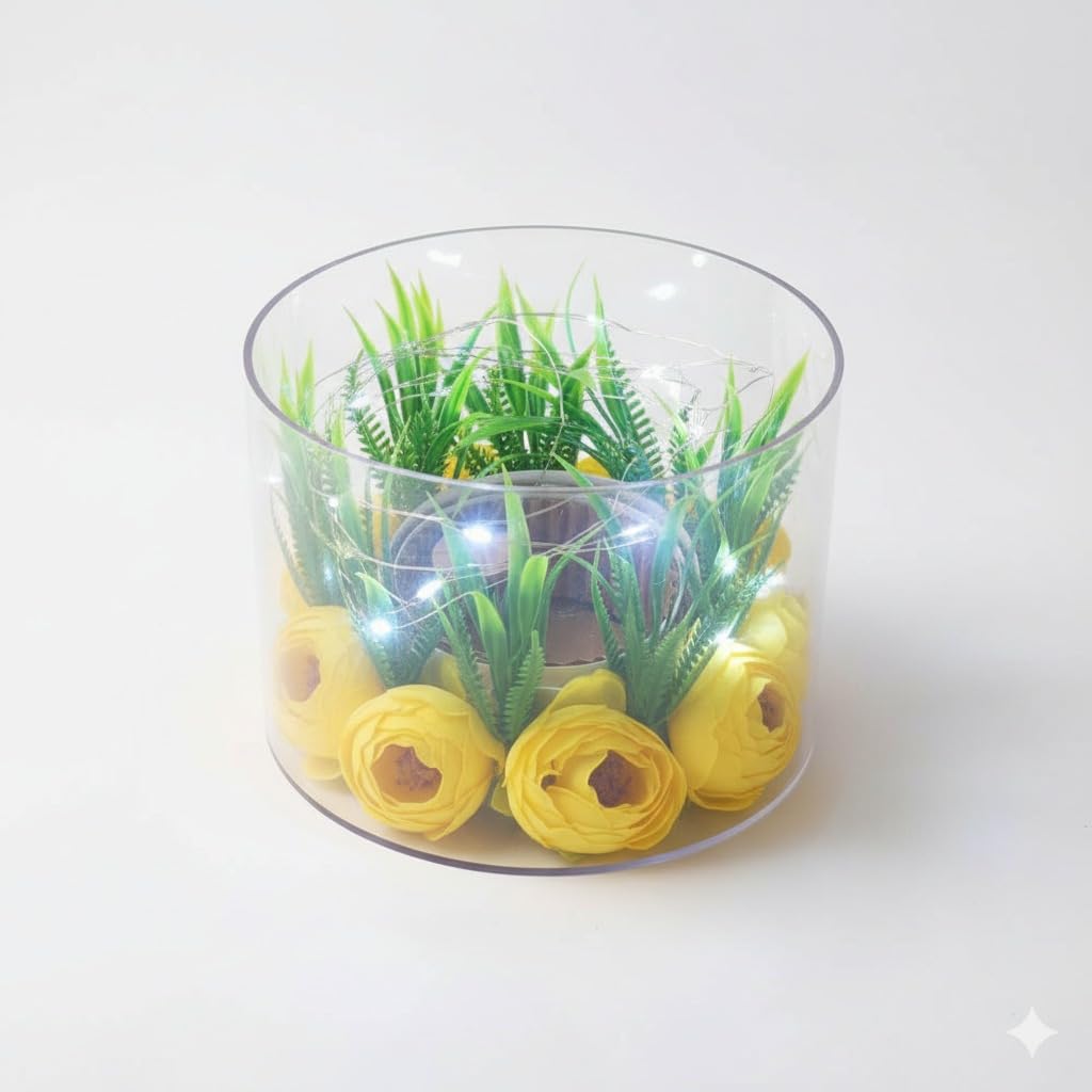 Illuminated Floral Cake Tier Spacer — Yellow