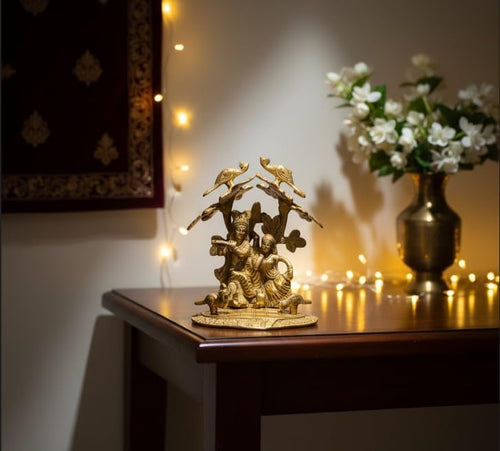 Brass Couple with Peacocks — Golden Finish