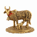 Solid Brass Kamdhenu Cow & Calf on Lotus Base