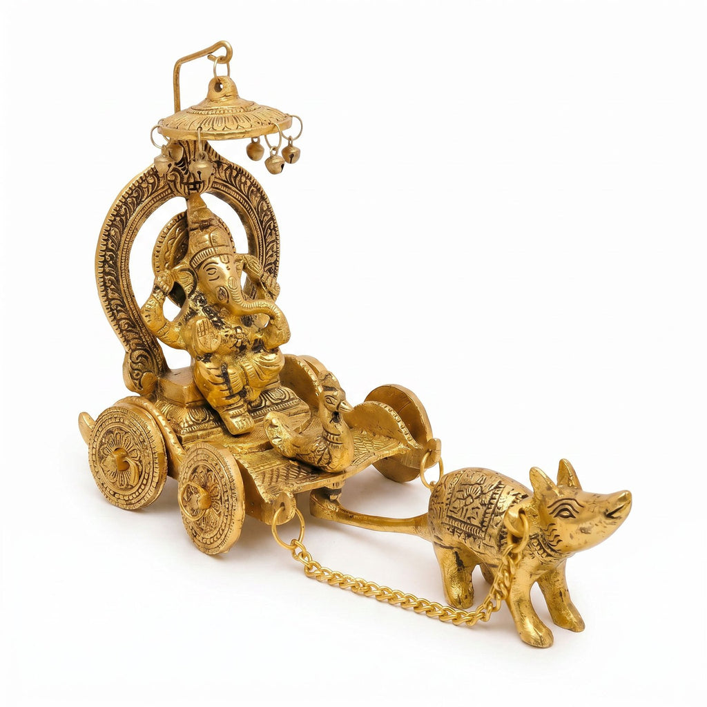 Lord Ganesha Rath Idol — Antique Brass Finish