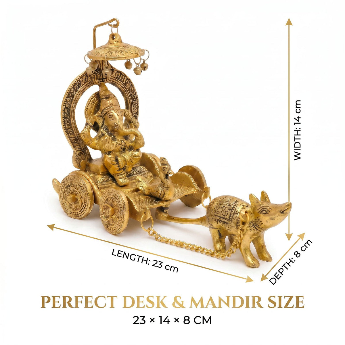 Lord Ganesha Rath Idol — Antique Brass Finish
