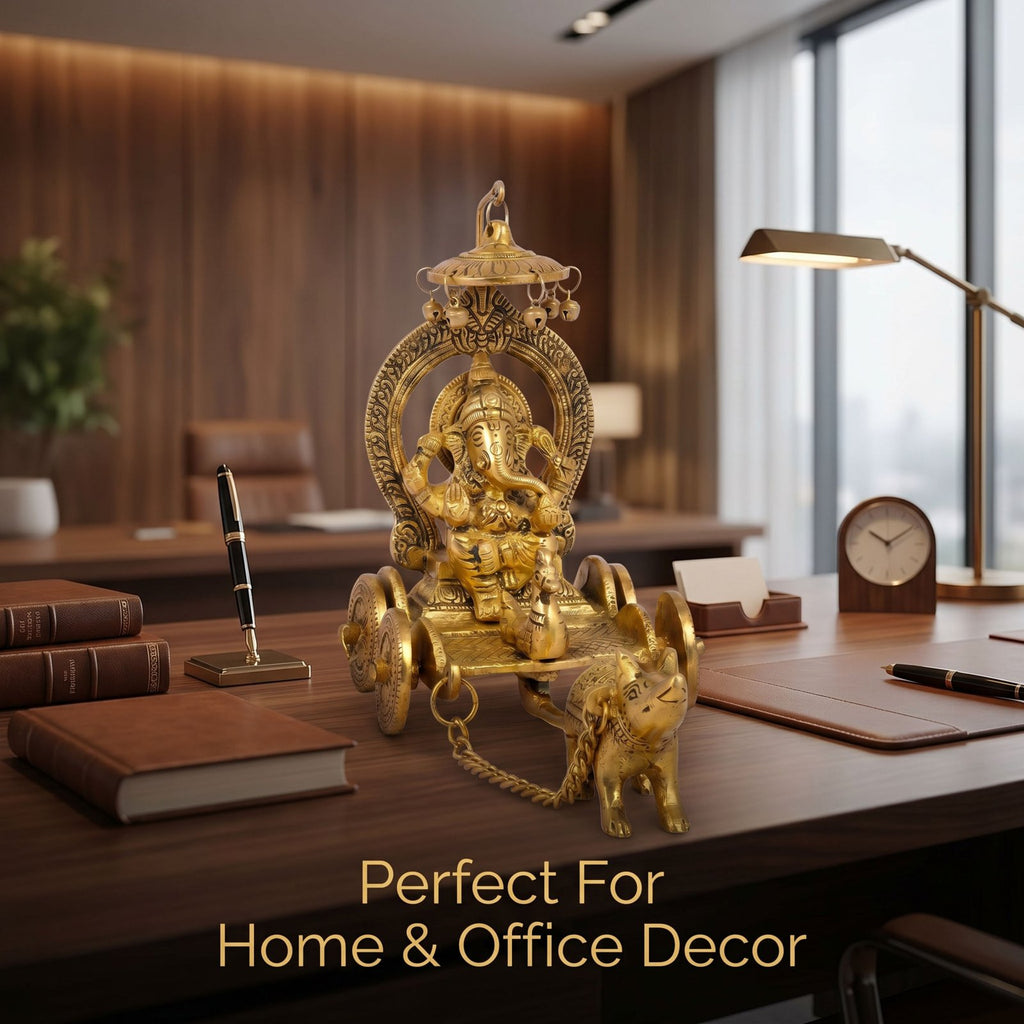 Lord Ganesha Rath Idol — Antique Brass Finish