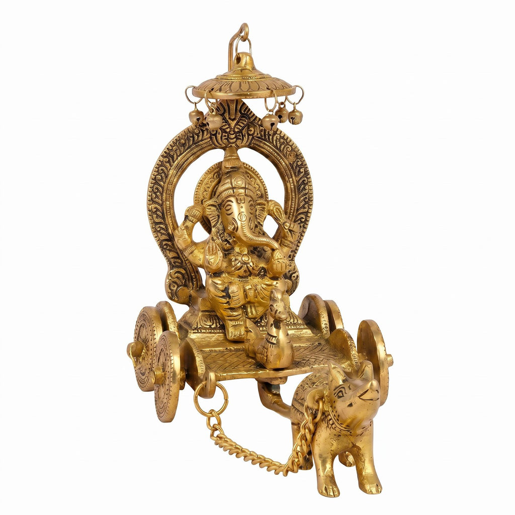 Lord Ganesha Rath Idol — Antique Brass Finish