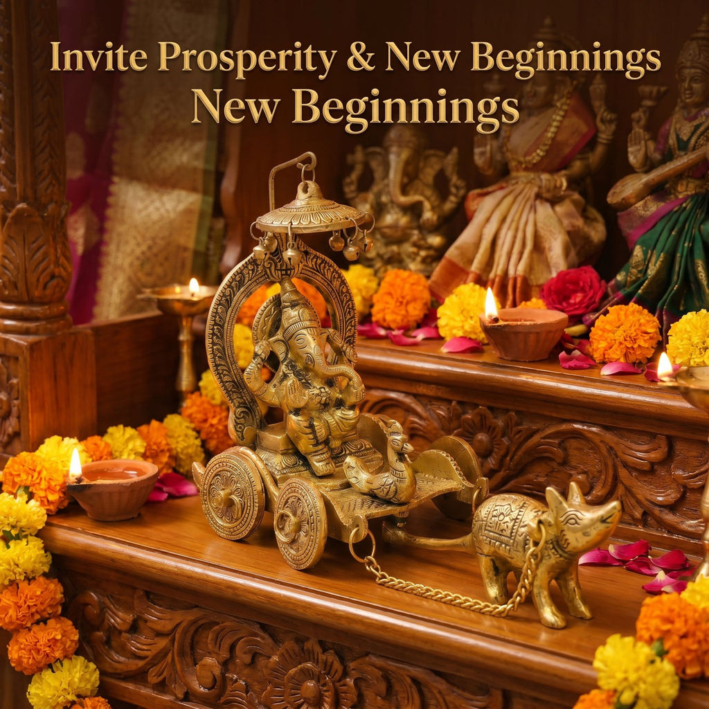 Lord Ganesha Rath Idol — Antique Brass Finish