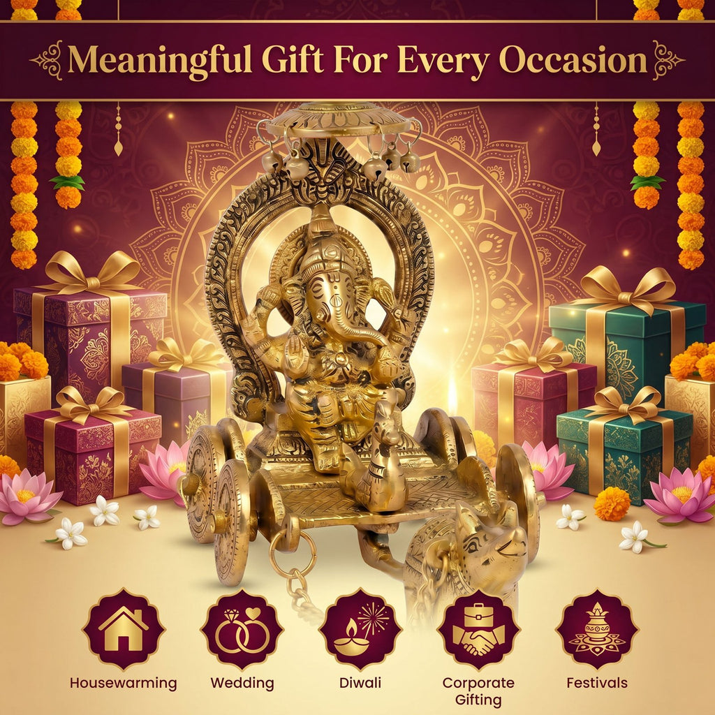 Lord Ganesha Rath Idol — Antique Brass Finish