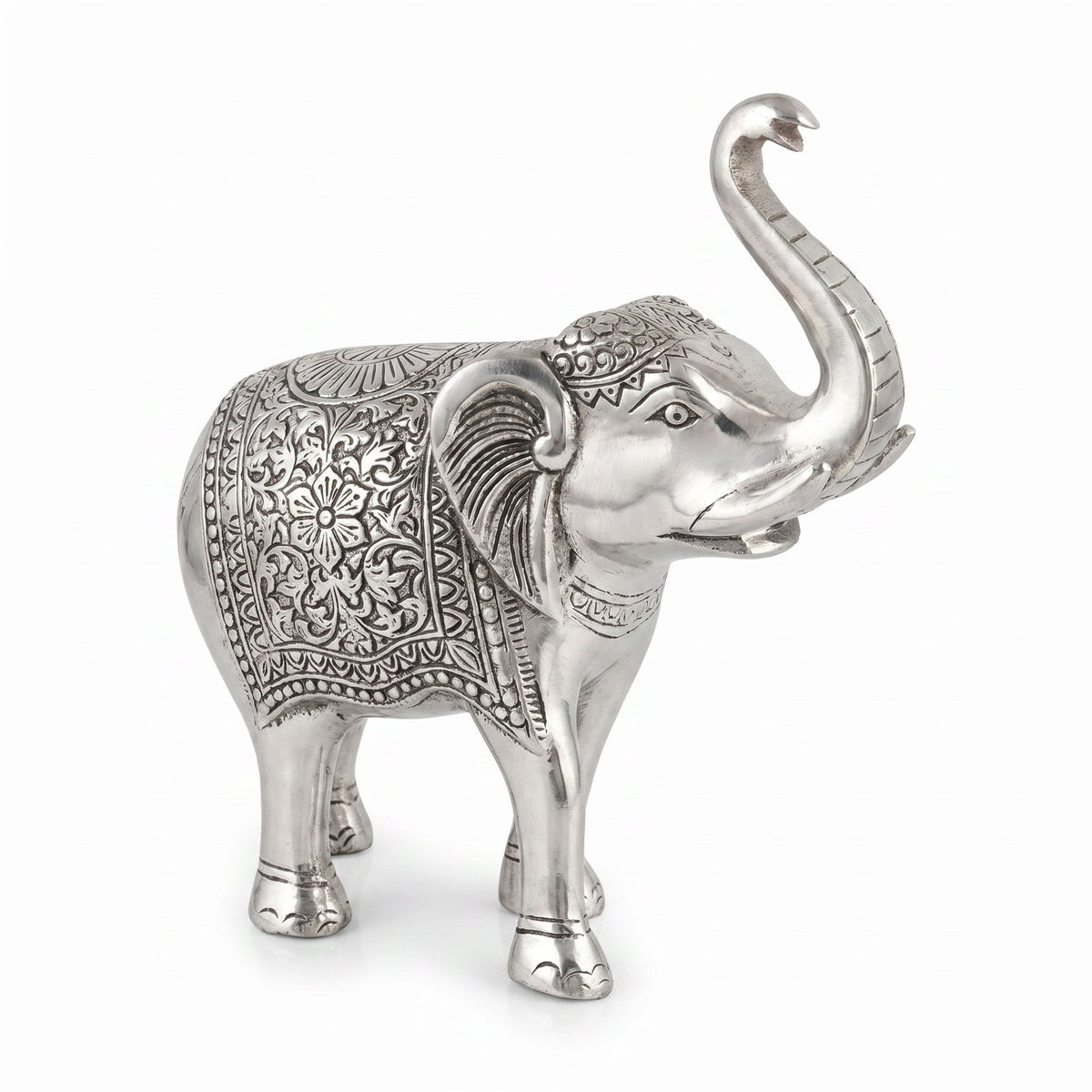 German Silver Elephant Figurine — Raised Trunk