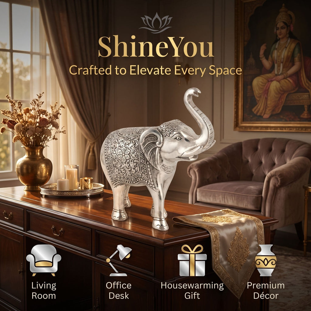 German Silver Elephant Figurine — Raised Trunk