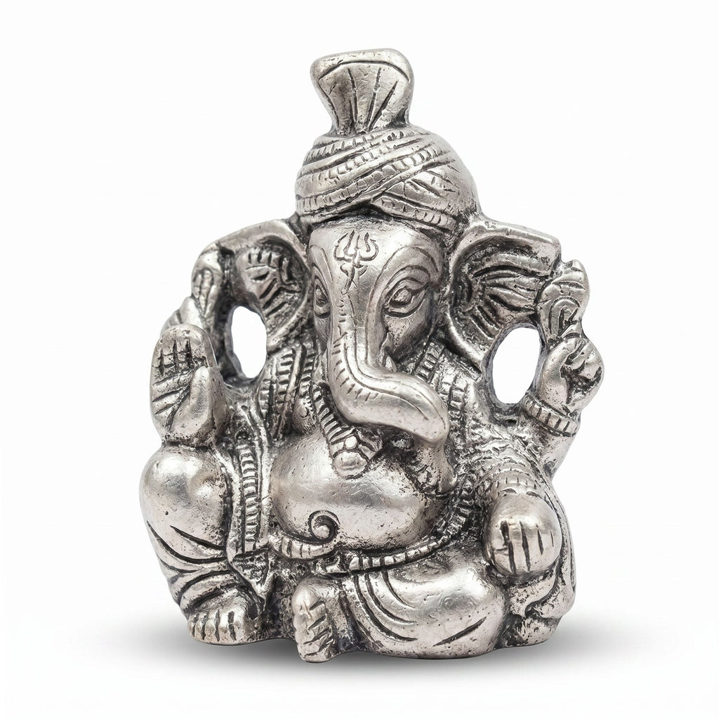 Brass Ganesha Idol — Silver Finish