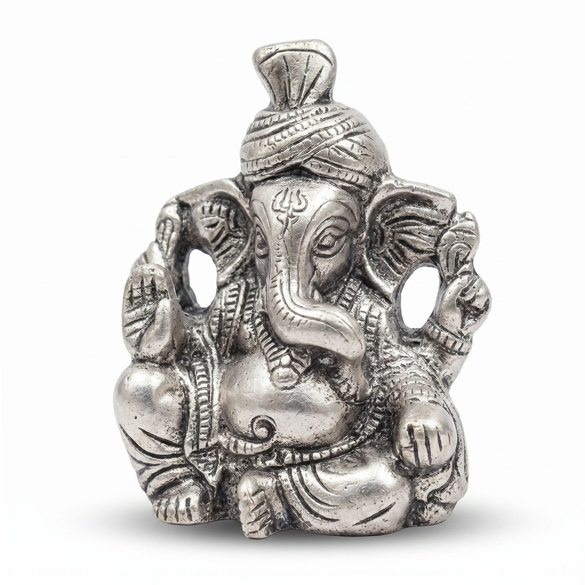 Brass Ganesha Idol — Silver Finish