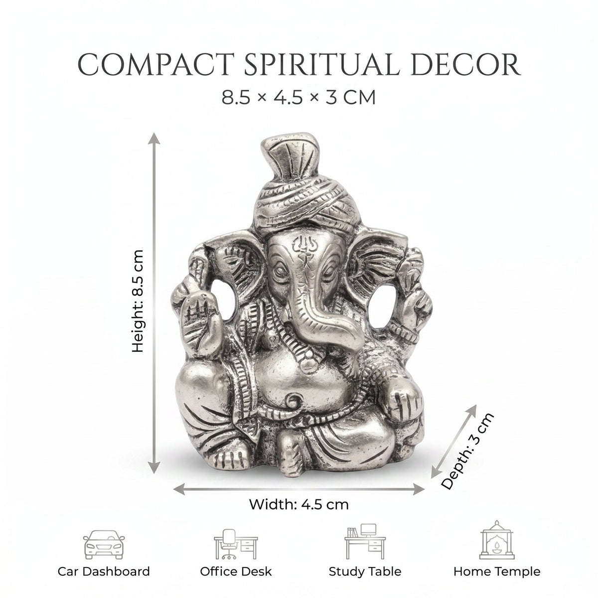 Brass Ganesha Idol — Silver Finish