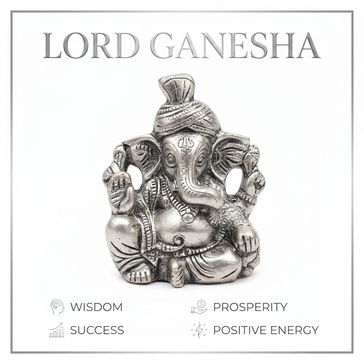 Brass Ganesha Idol — Silver Finish