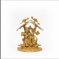 Radha Krishna Couple with Peacocks — Golden Finish