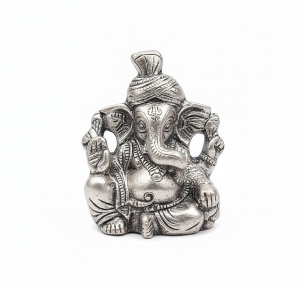 Lord Ganesha Idol — Silver Finish