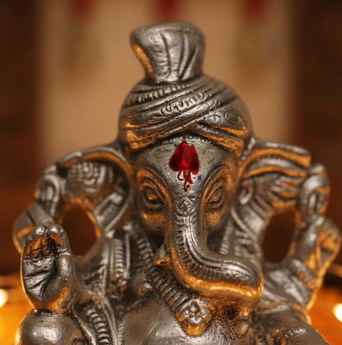 Lord Ganesha Idol — Silver Finish