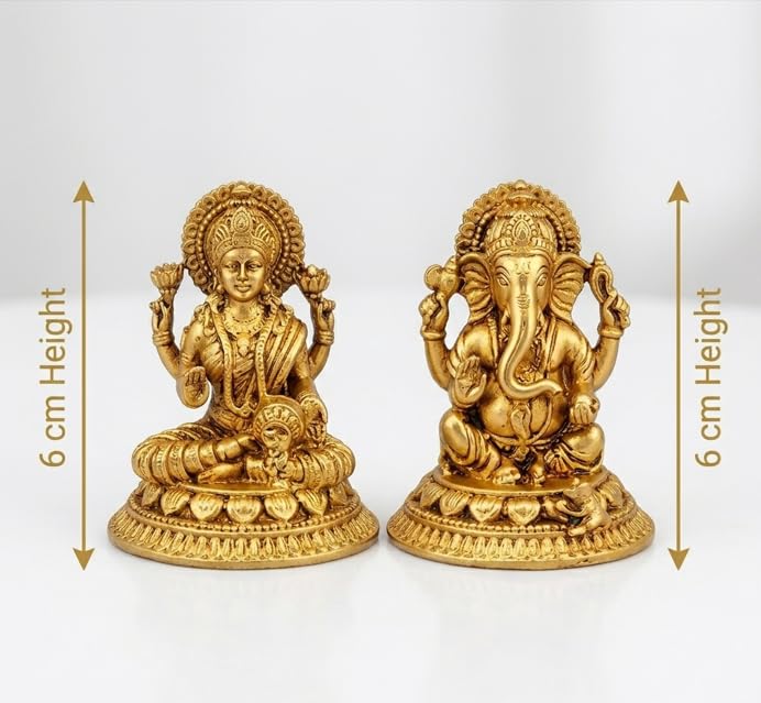 Brass Lakshmi Ganesha Idol Set — 6 cm