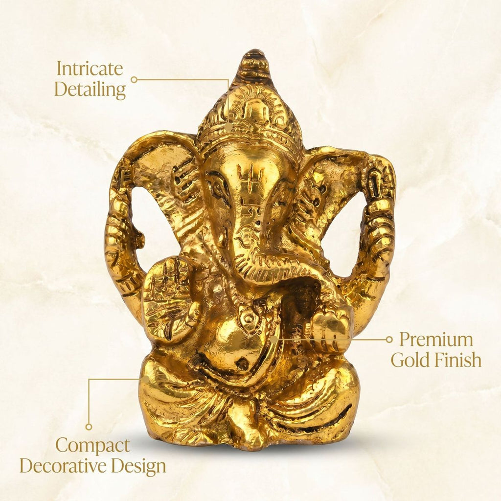 Brass Lord Ganesha Idol — 11.4 cm