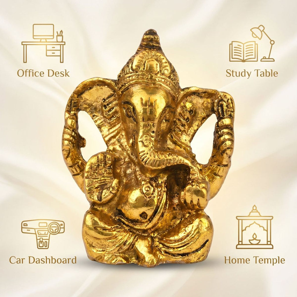 Brass Lord Ganesha Idol — 11.4 cm
