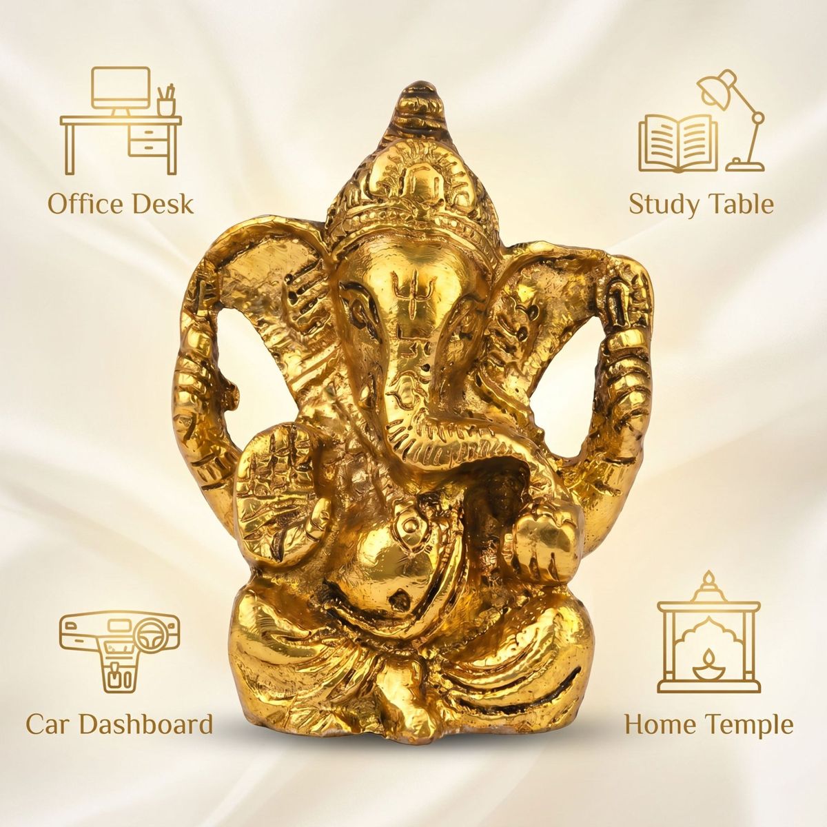 Brass Lord Ganesha Idol — 11.4 cm