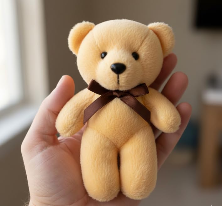 Mini Teddy Bear — Peach, 12 cm