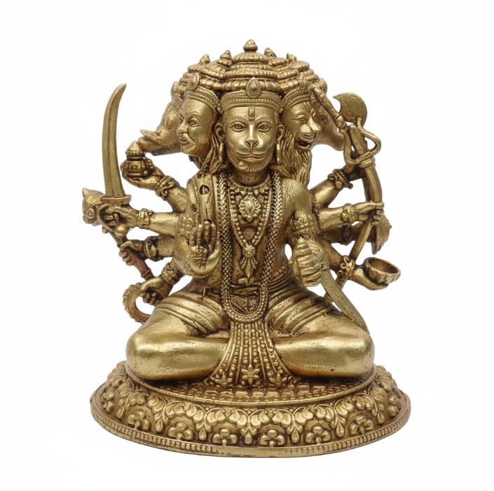 Brass Panchmukhi Hanuman Idol — 7 cm