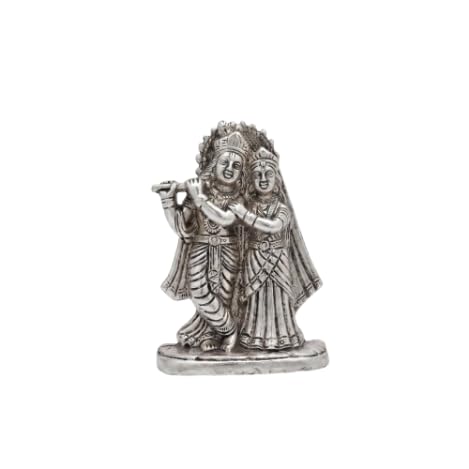 Radha Krishna Wall Idol — Antique Silver