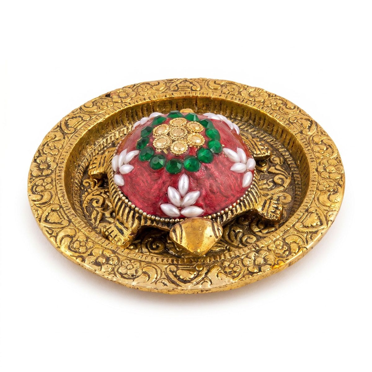 Brass Tortoise Decorative Plate with Mina Art