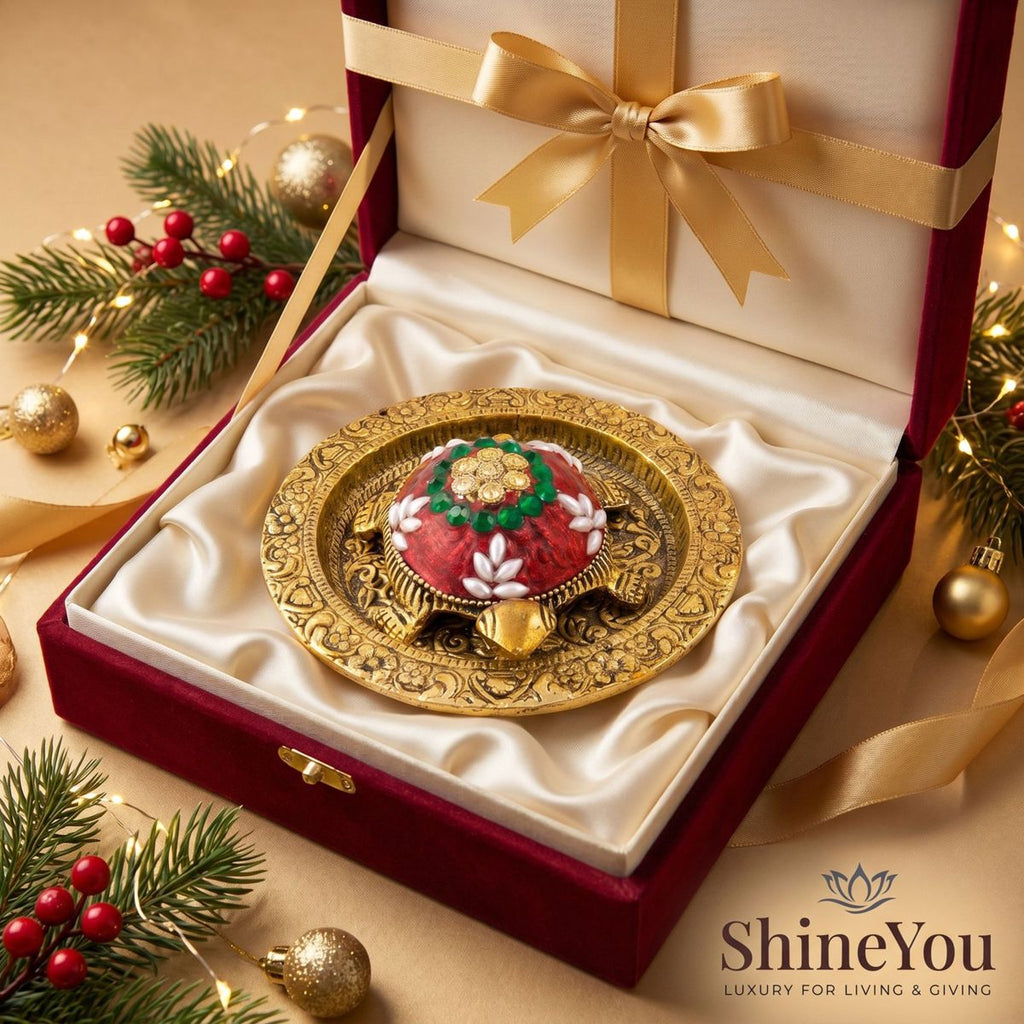 Brass Tortoise Decorative Plate with Mina Art