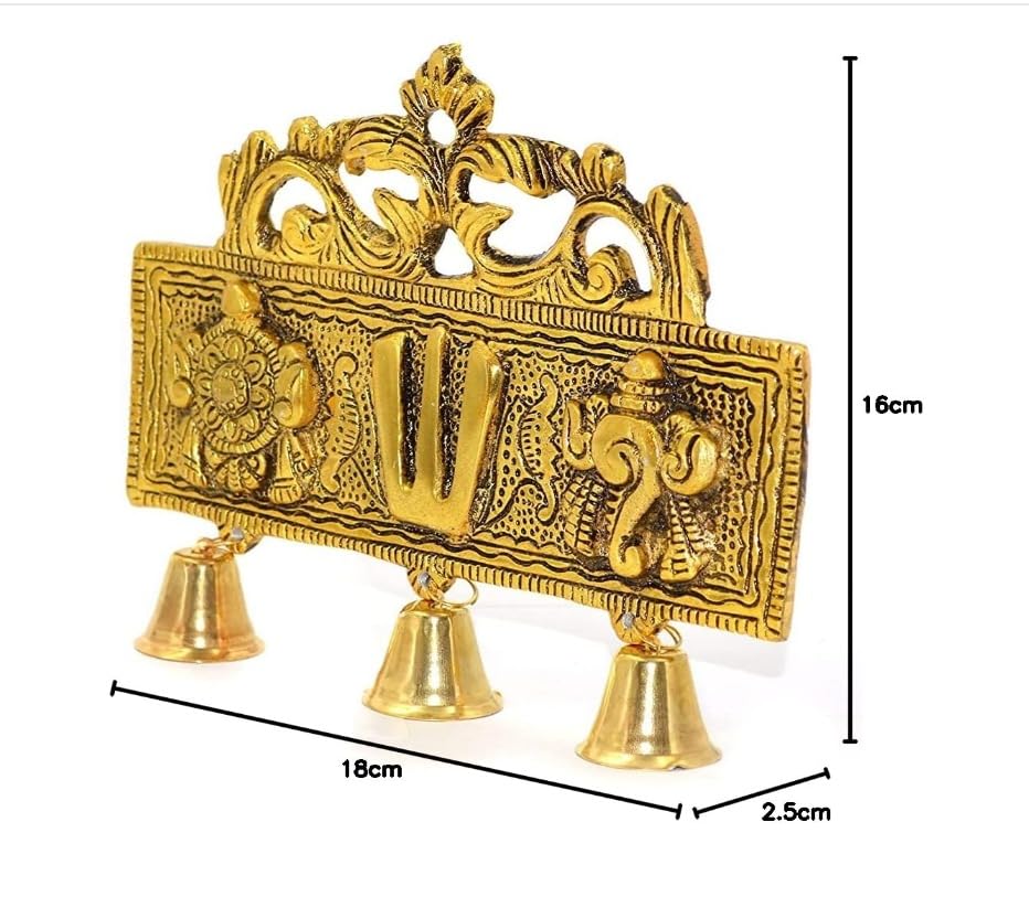 Sacred Symbols Brass Wall Hanging with Bells