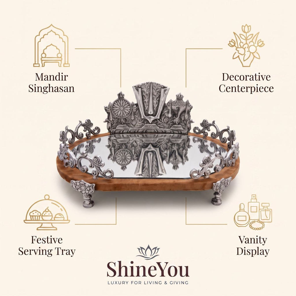 Ornate Mandir Mirror Tray