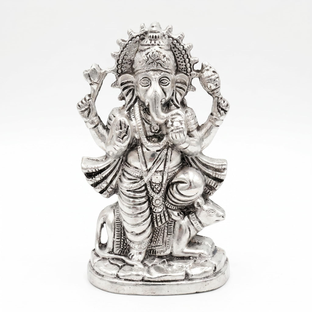 German Silver Ganesha Wall Idol — 18 cm