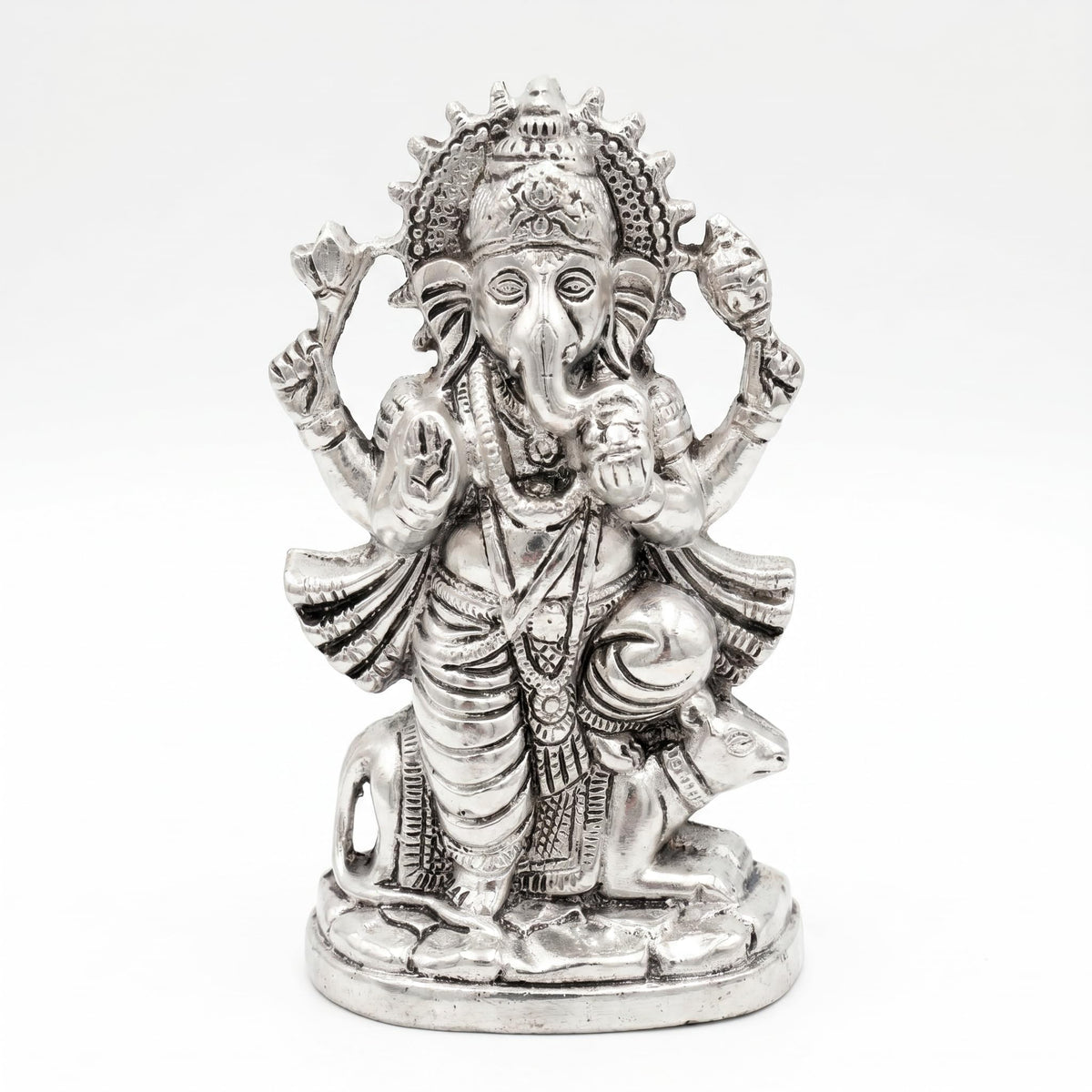 German Silver Ganesha Wall Idol — 18 cm
