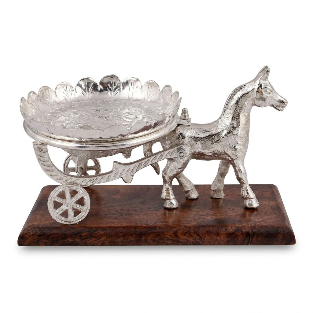 German Silver Horse Cart Serving Bowl