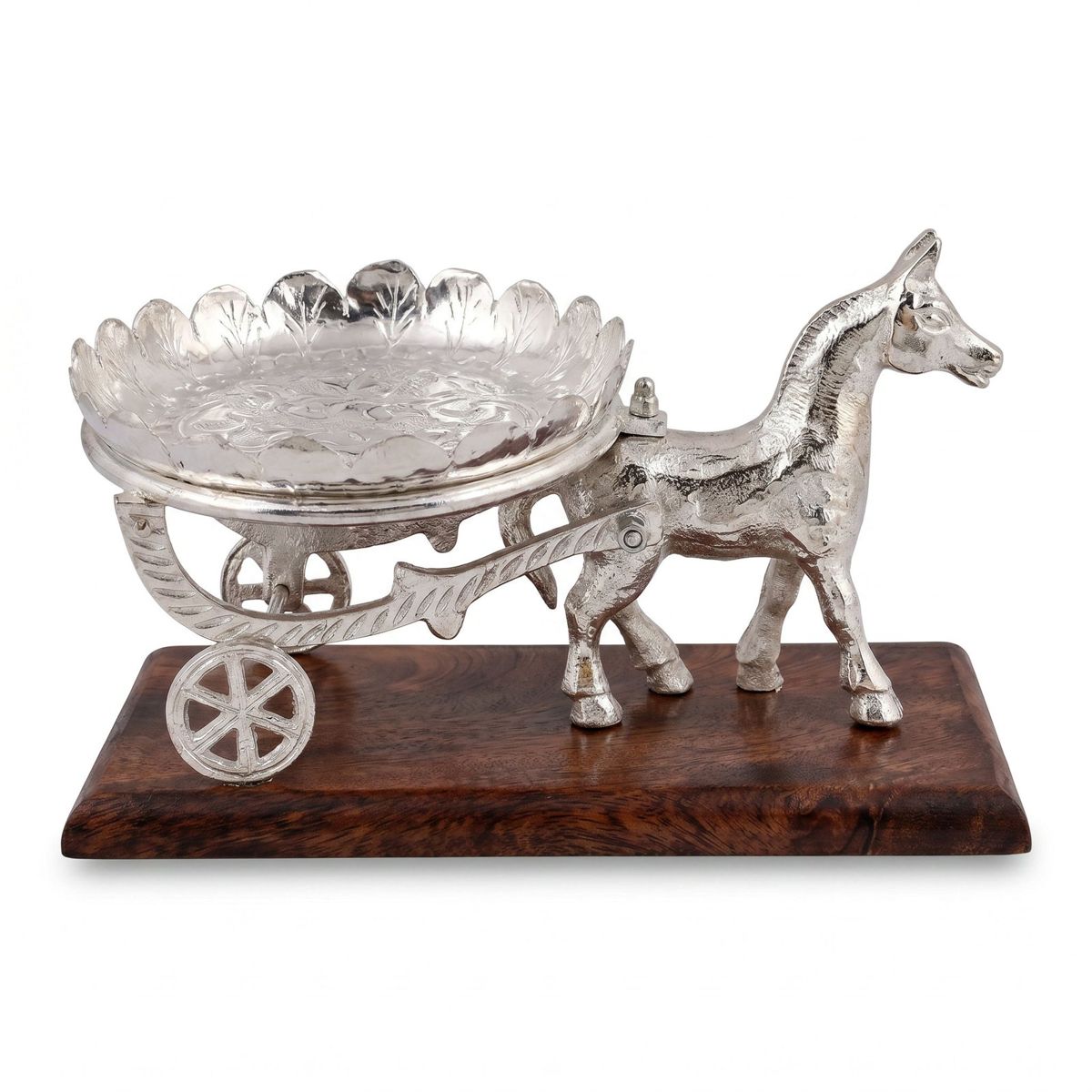 German Silver Horse Cart Serving Bowl